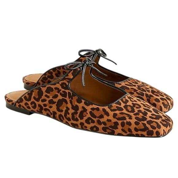 J.Crew Factory Shoes - J.Crew Factory Bow Slip-On Mules Leopard Print Size 9.5 NWOT
